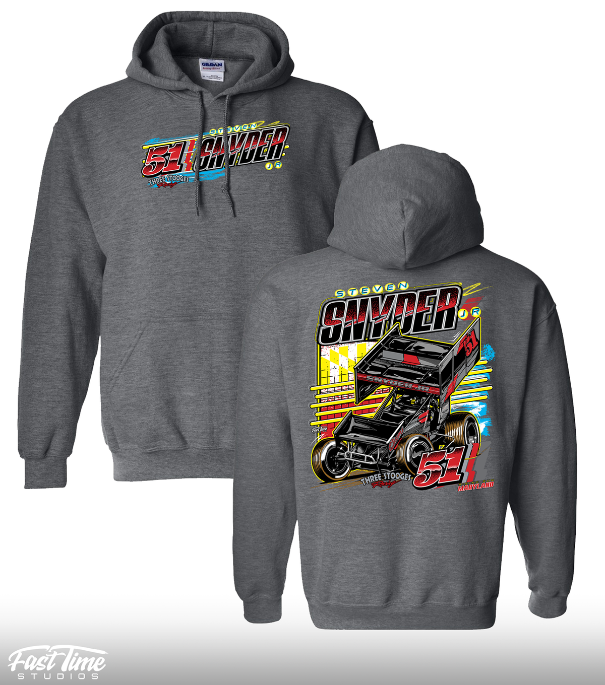 SSJR X Three Stooges Racing Grey Hoodie
